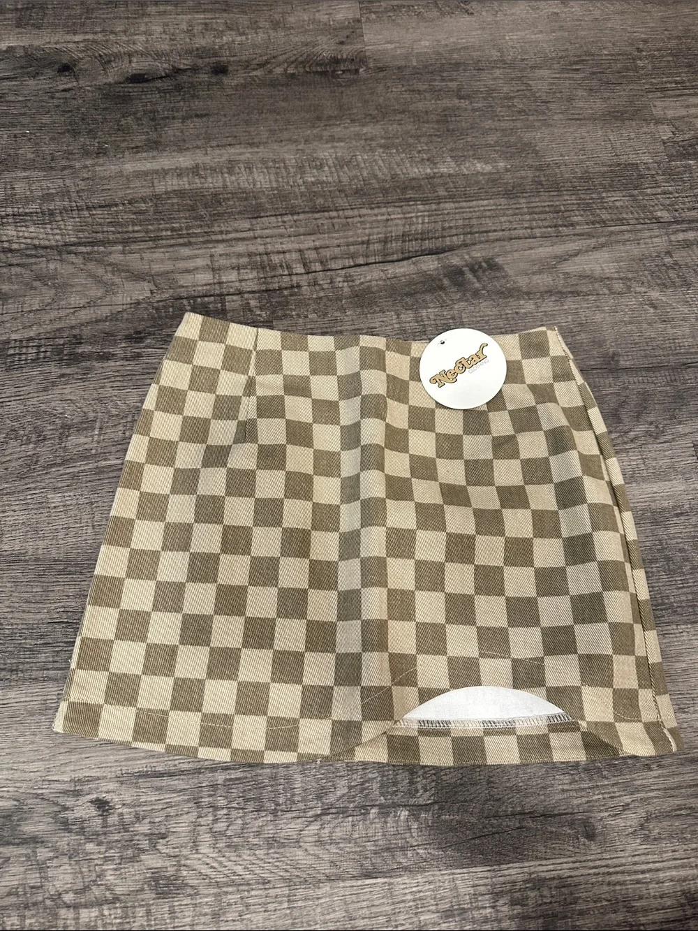 Checkerboard Mini Skirt in Beige and Cream by Nasty Gal - Picture 1 of 2